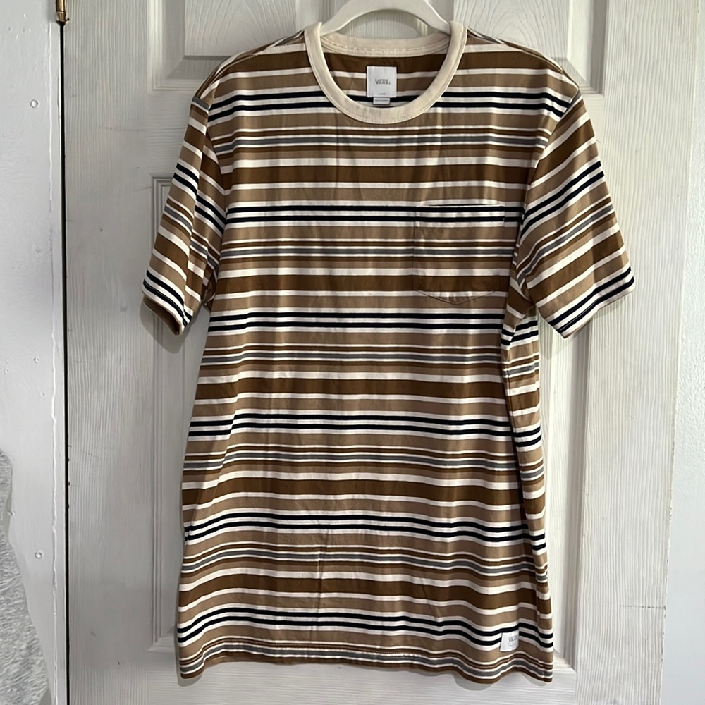 Vans short sleeve tan, brown, and black shirt size L